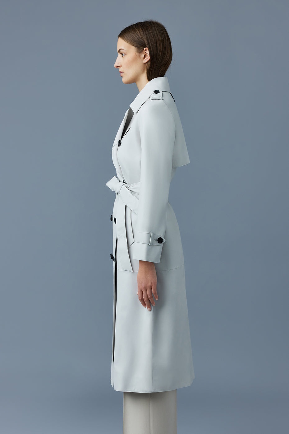 GAEL (R) Leather trench coat with belt - 3