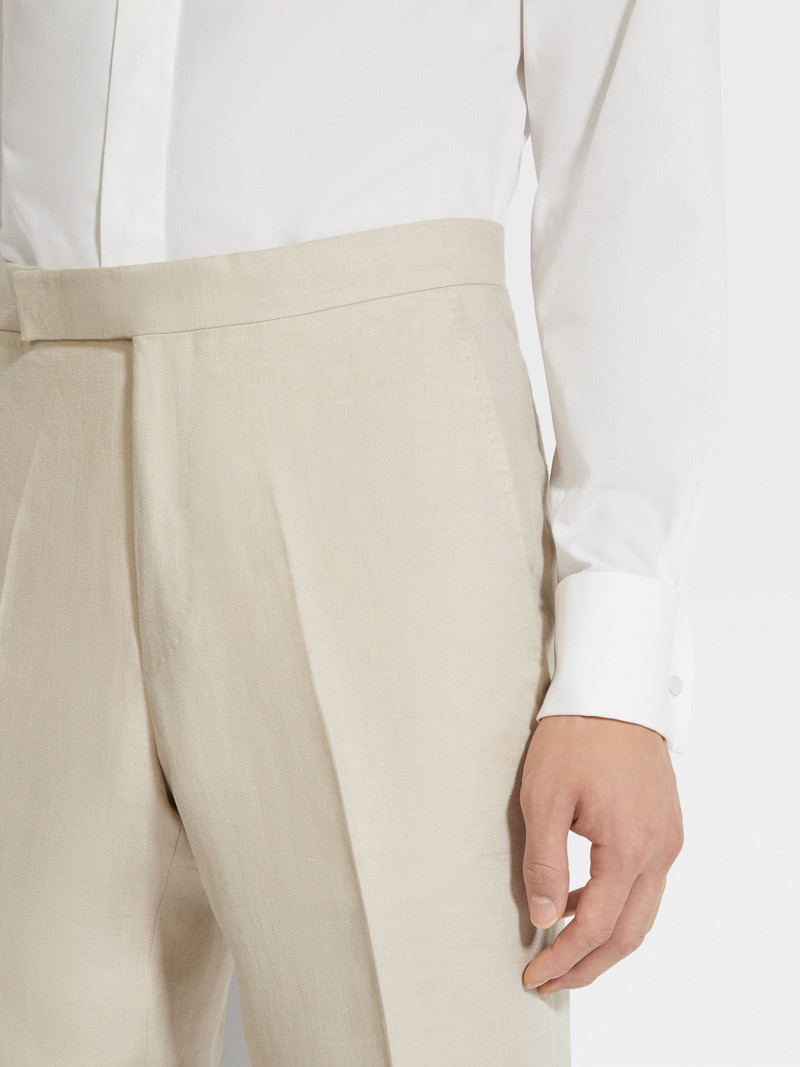 ZEGNA LIGHT BEIGE OASI LINO PANTS outlook