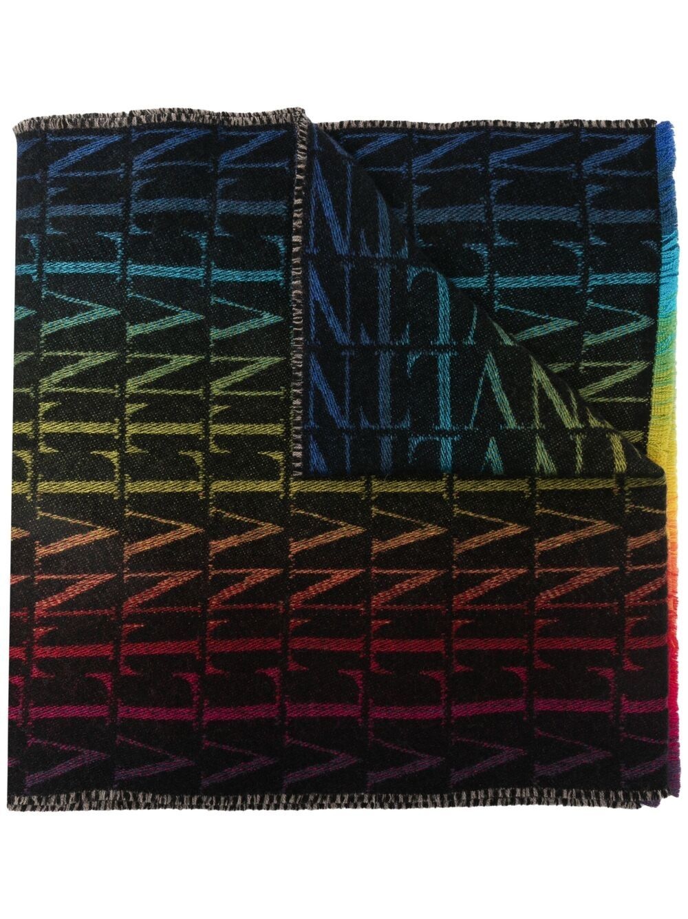 VLTN-print wool scarf - 1