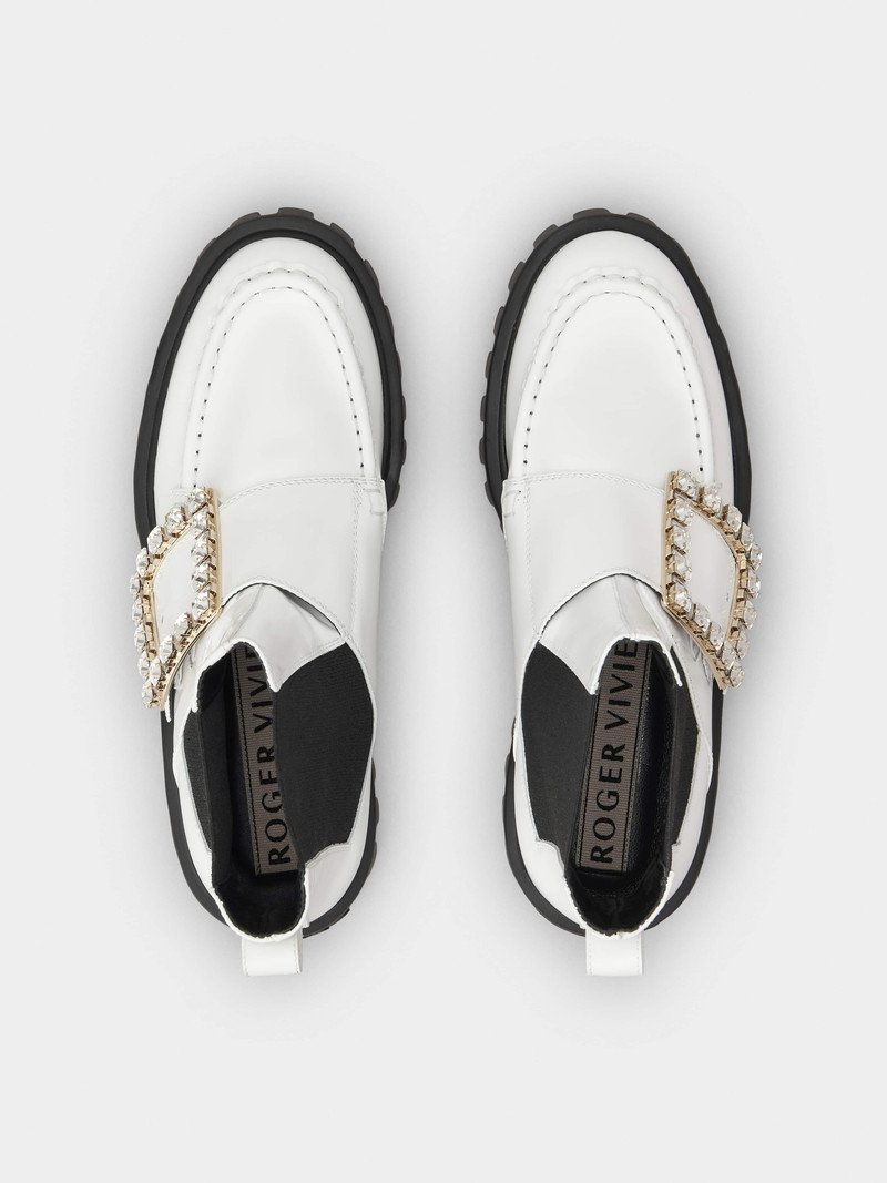 Viv' Go-Thick Strass Buckle Chealsea Ankle Boots in Patent Leather 4