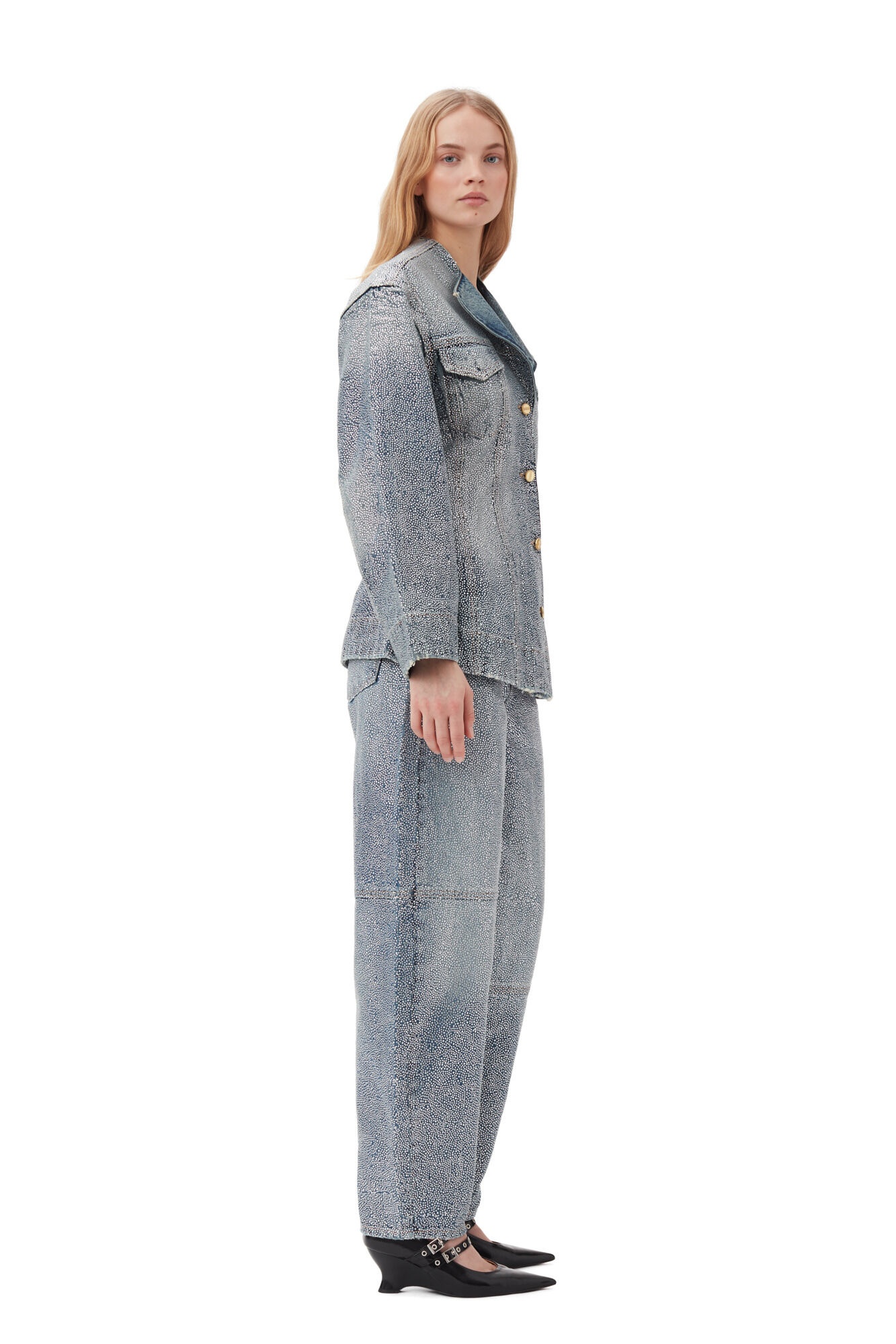 SPARKLE DENIM FITTED BLAZER - 5