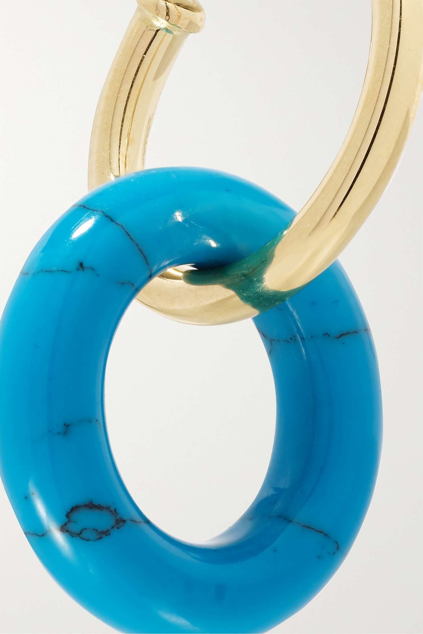 Donut 14-karat gold lapis lazuli hoop earrings - 5