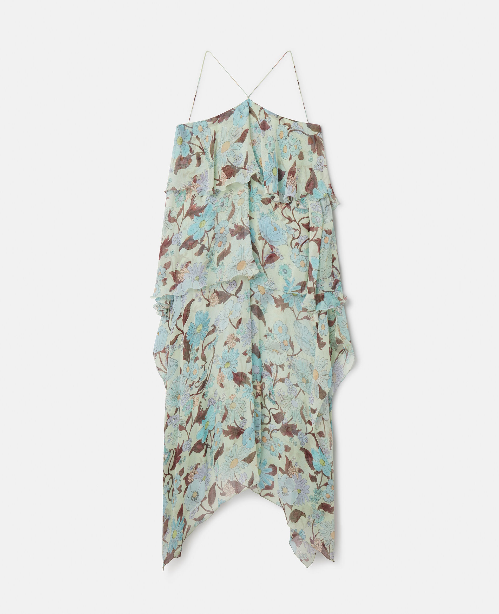 Lady Garden Print Silk Chiffon Halterneck Dress - 1