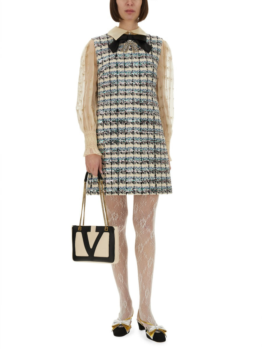 Valentino Women Embroidered Tweed Dress - 2