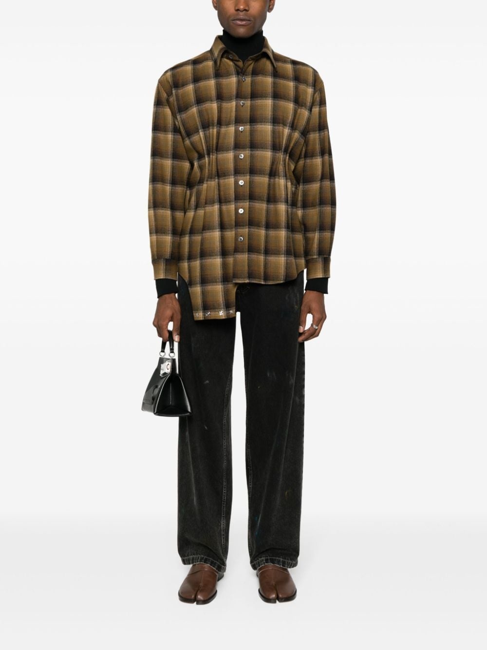 x Pendleton asymmetric plaid wool shirt - 2