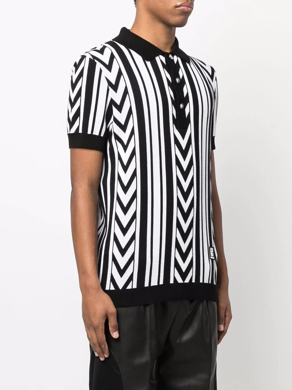 chevron stripe polo shirt - 3