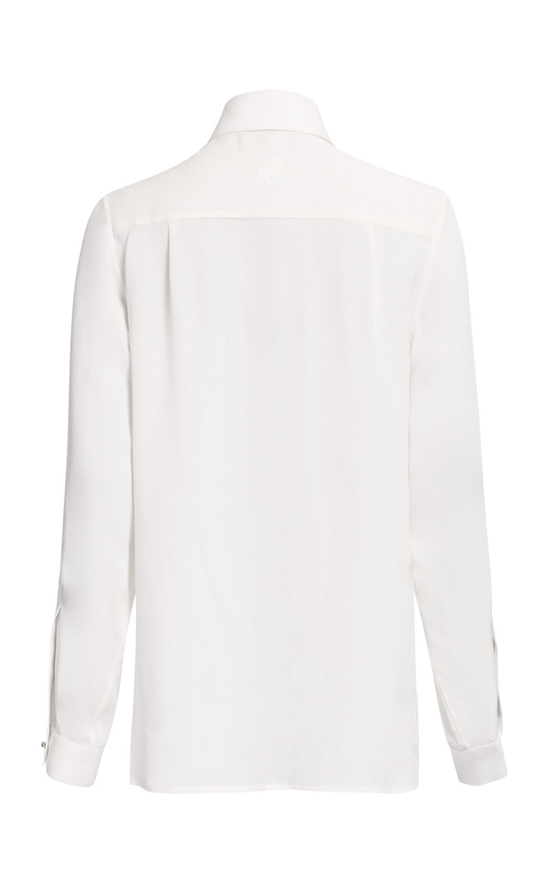 Long Silk Georgette Shirt white 3