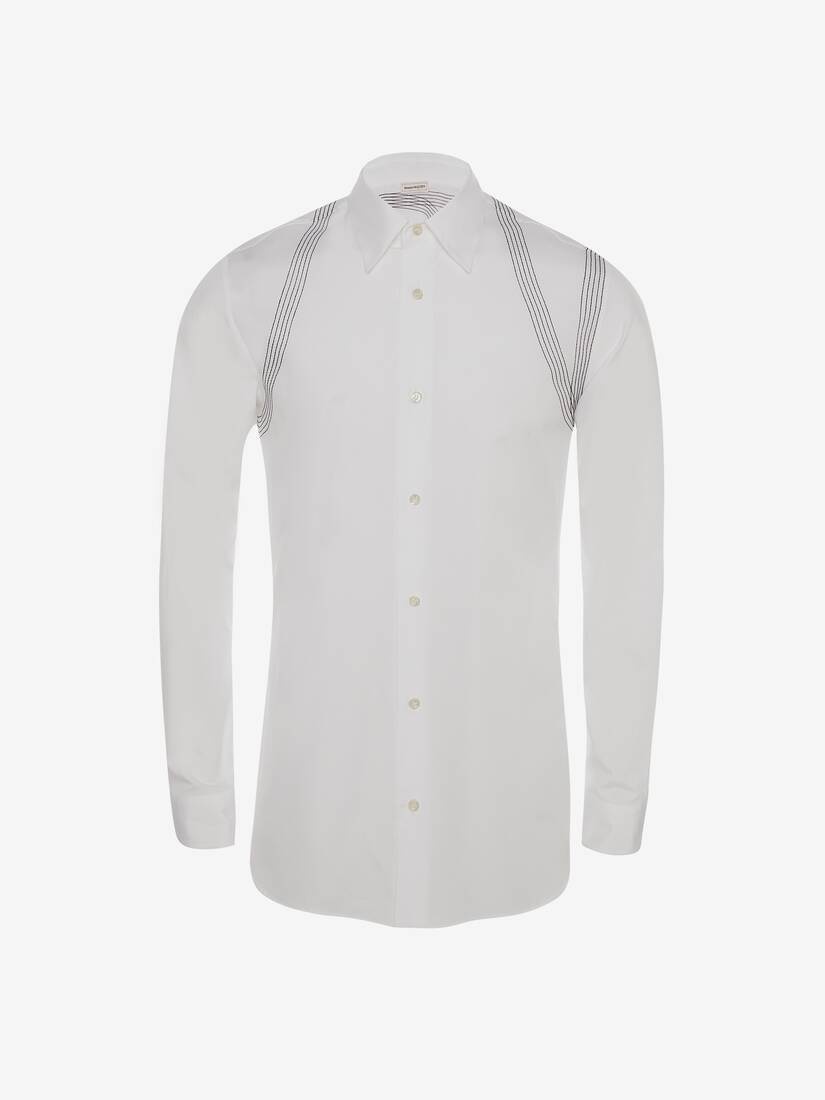 Contrast Stitch Harness Shirt in White - 1