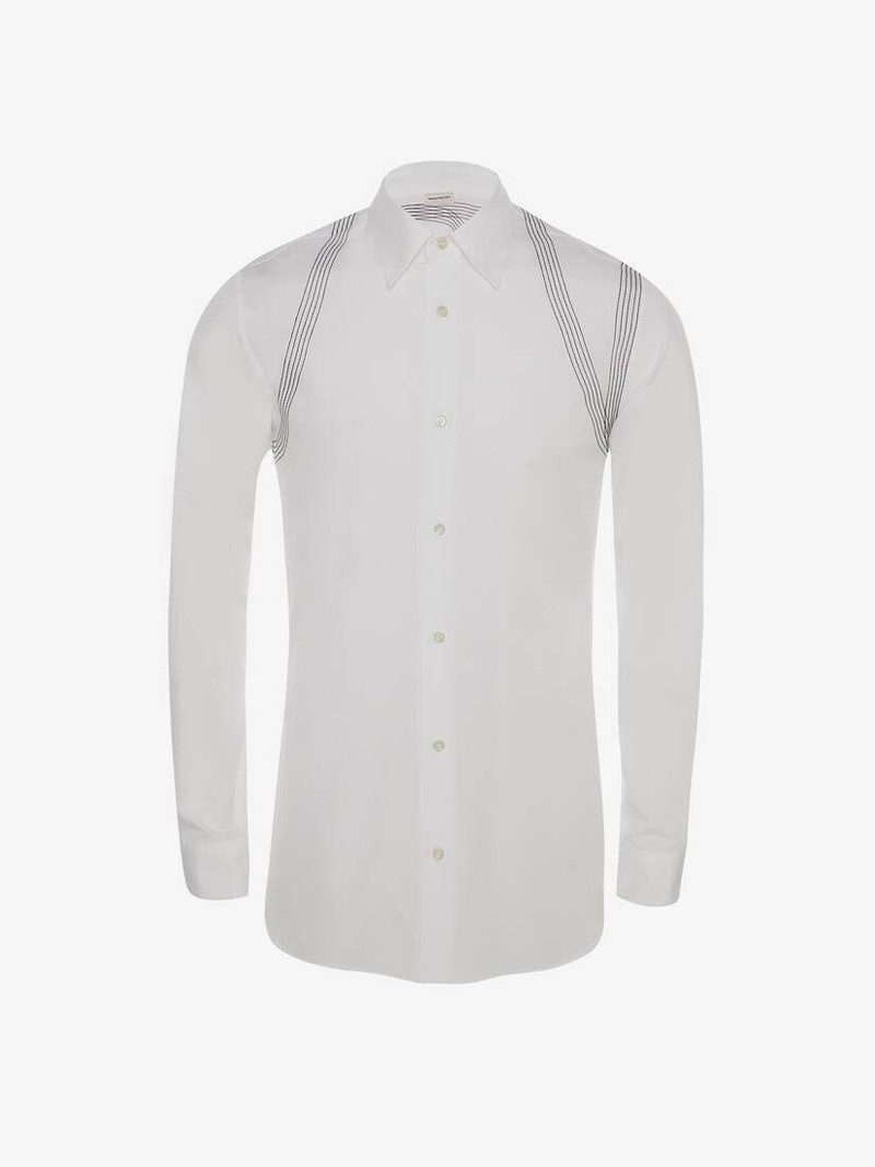 Contrast Stitch Harness Shirt in White 1