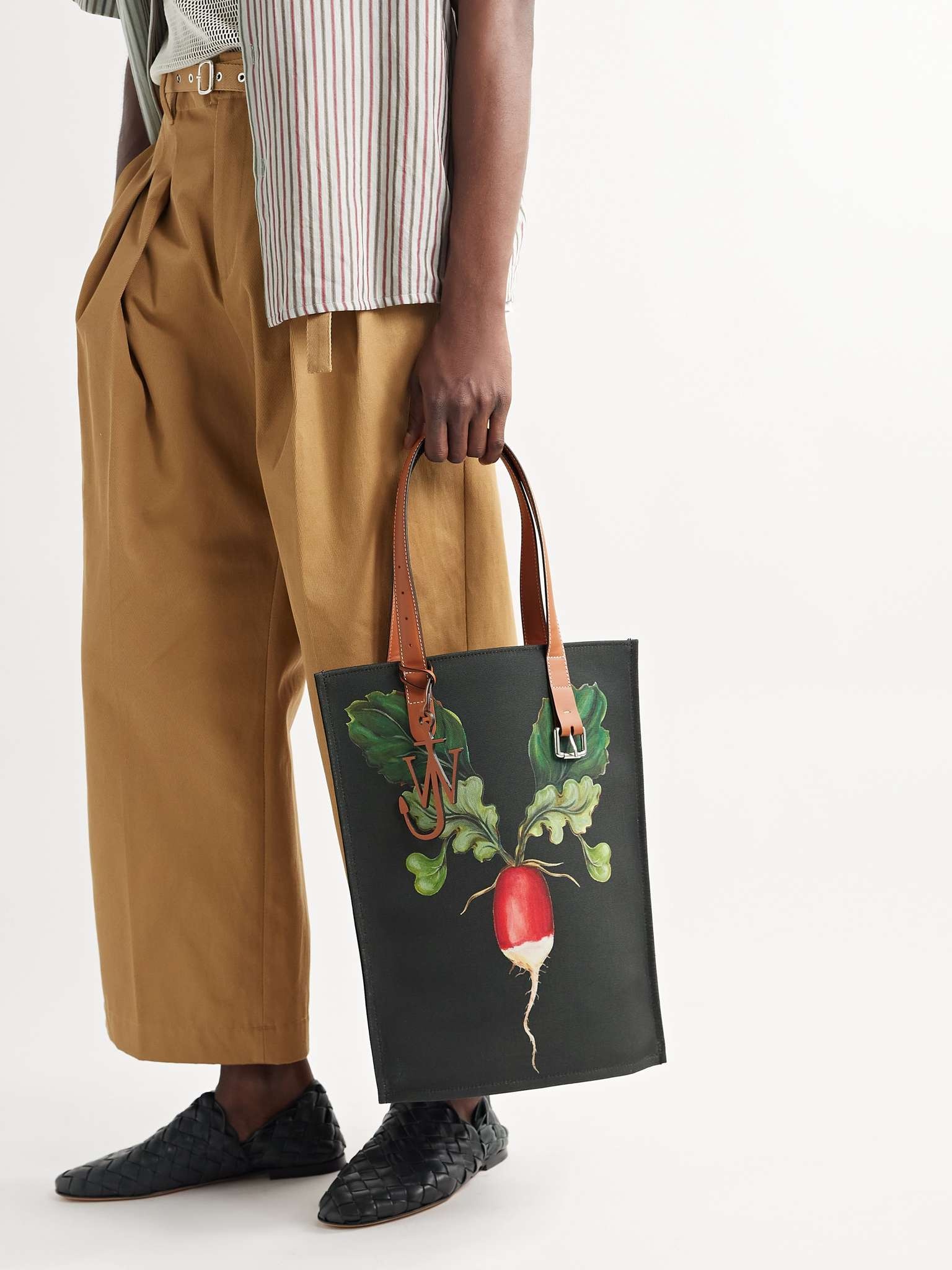 Leather-Trimmed Printed Canvas Tote Bag - 2