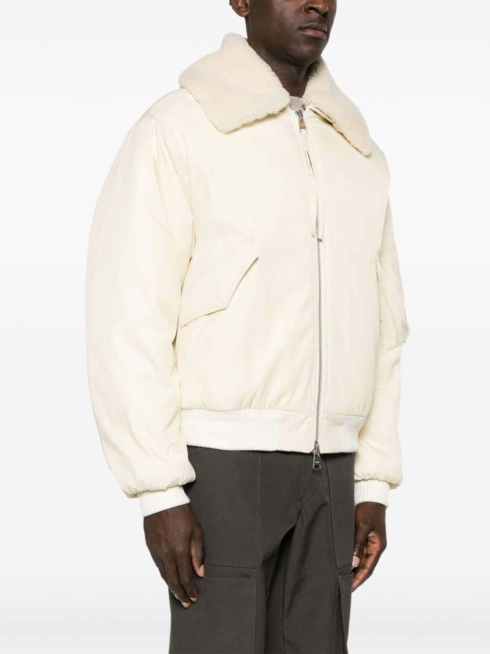Boxy shearling-collar bomber jacket - 4