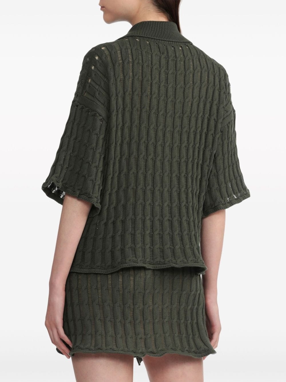 cable-knit cotton top - 4