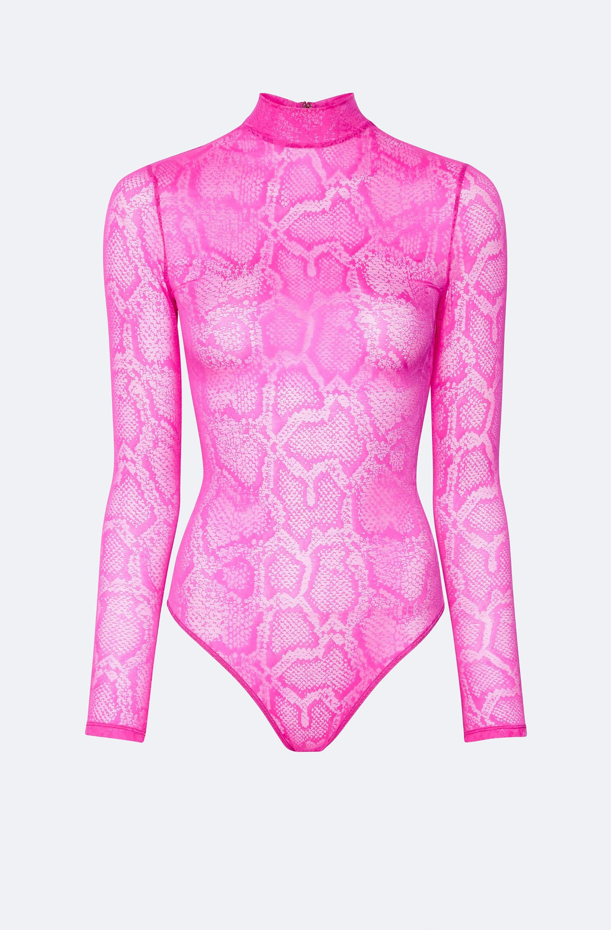 Snake Lace Mock Neck Bodysuit - 1