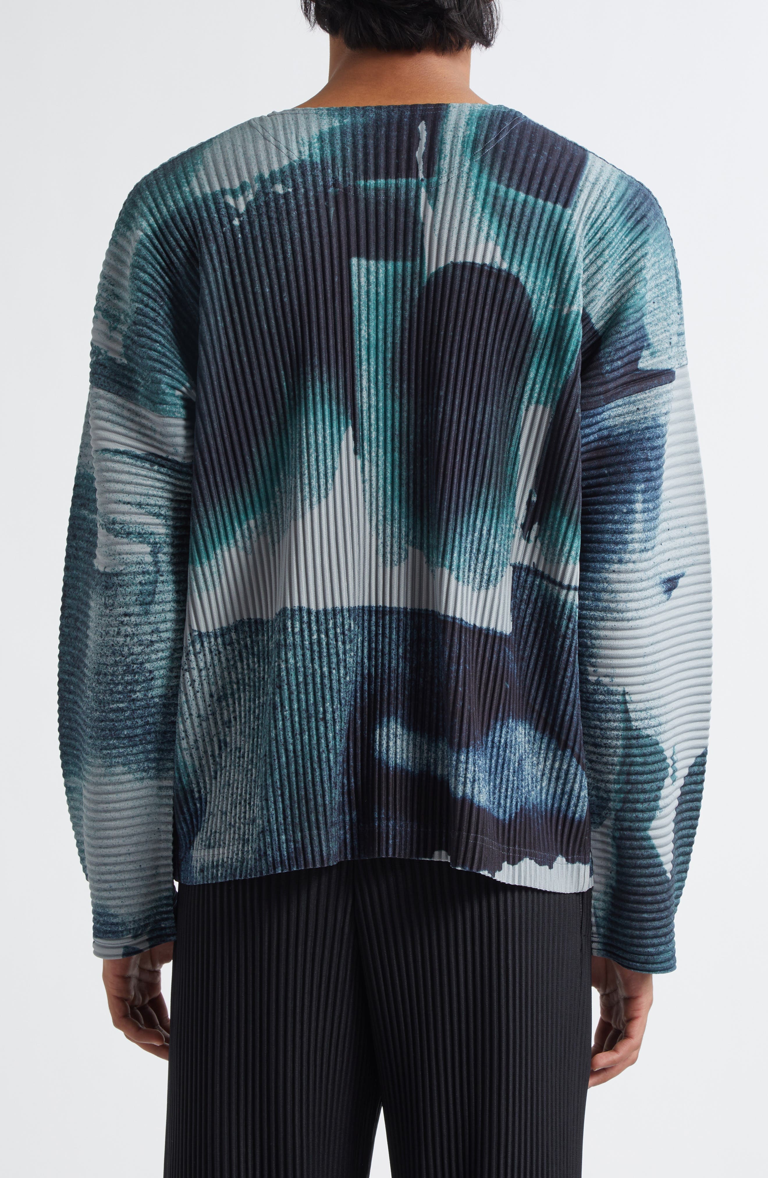 Homme Plissé Issey Miyake Wind Walk Pleated Top in Gray/Teal at Nordstrom - 3