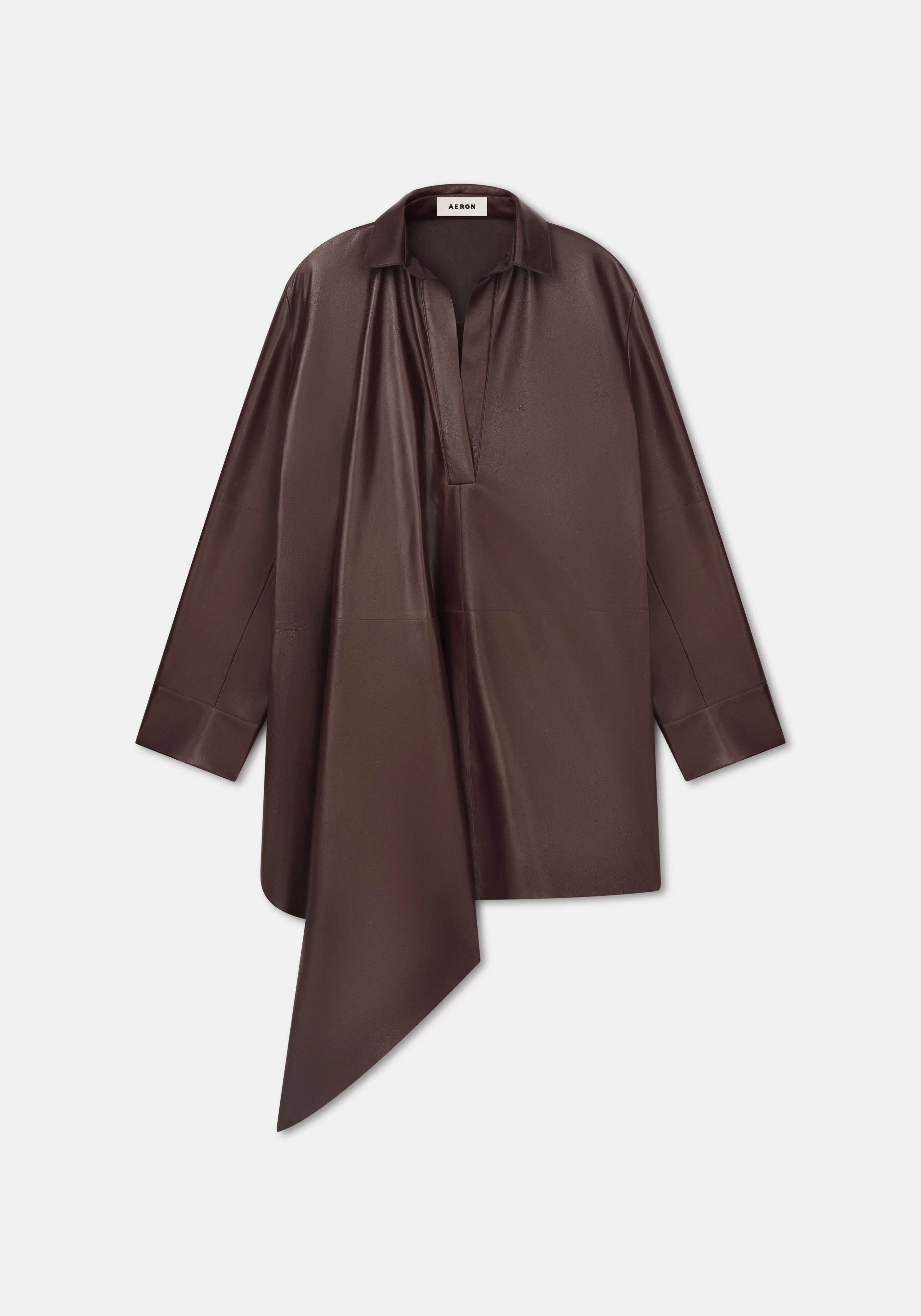 LENNOX
Leather shirt dress with drape detail - 1