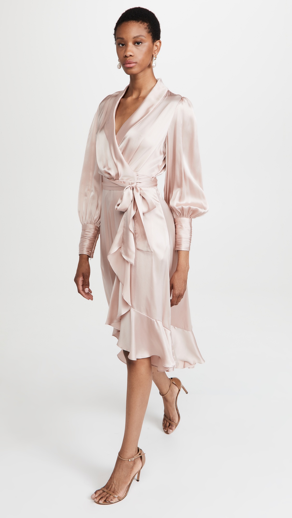 Silk Wrap Midi Dress - 4