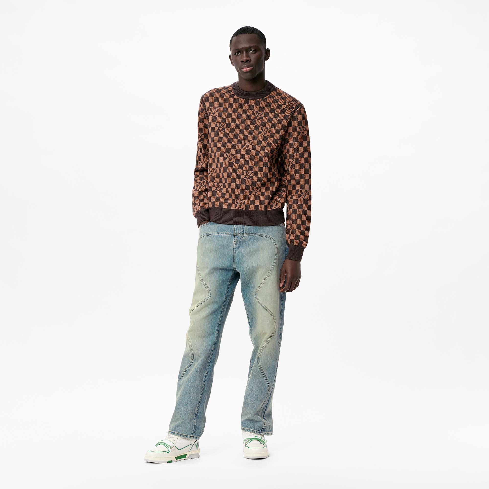 Ribbed Damier Crewneck - 2