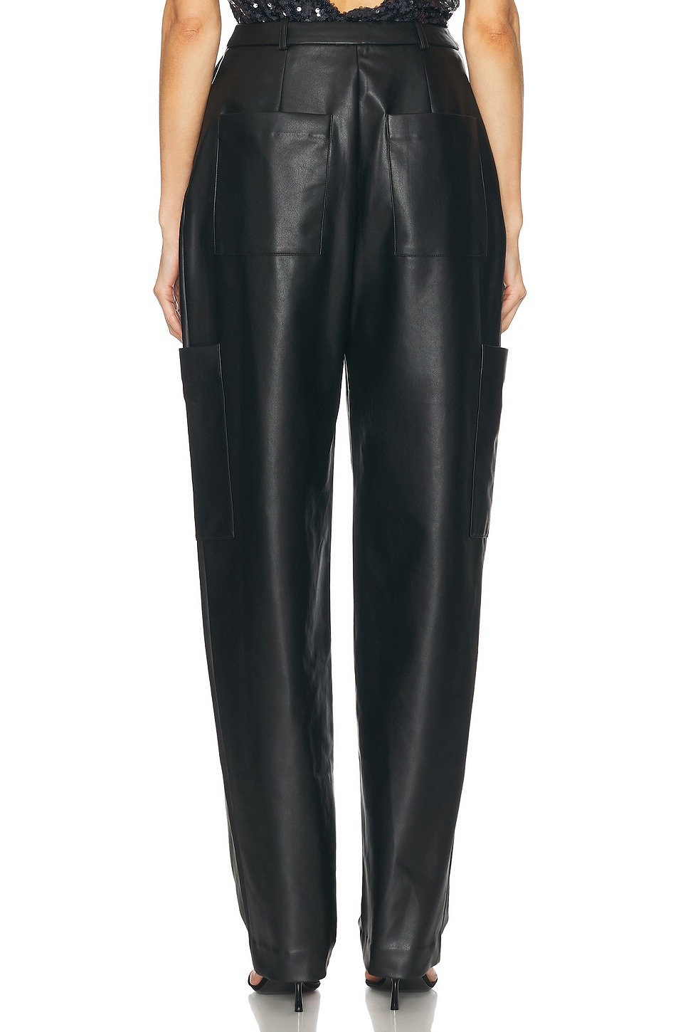 Stretch Faux Leather Tapered Trouser - 4