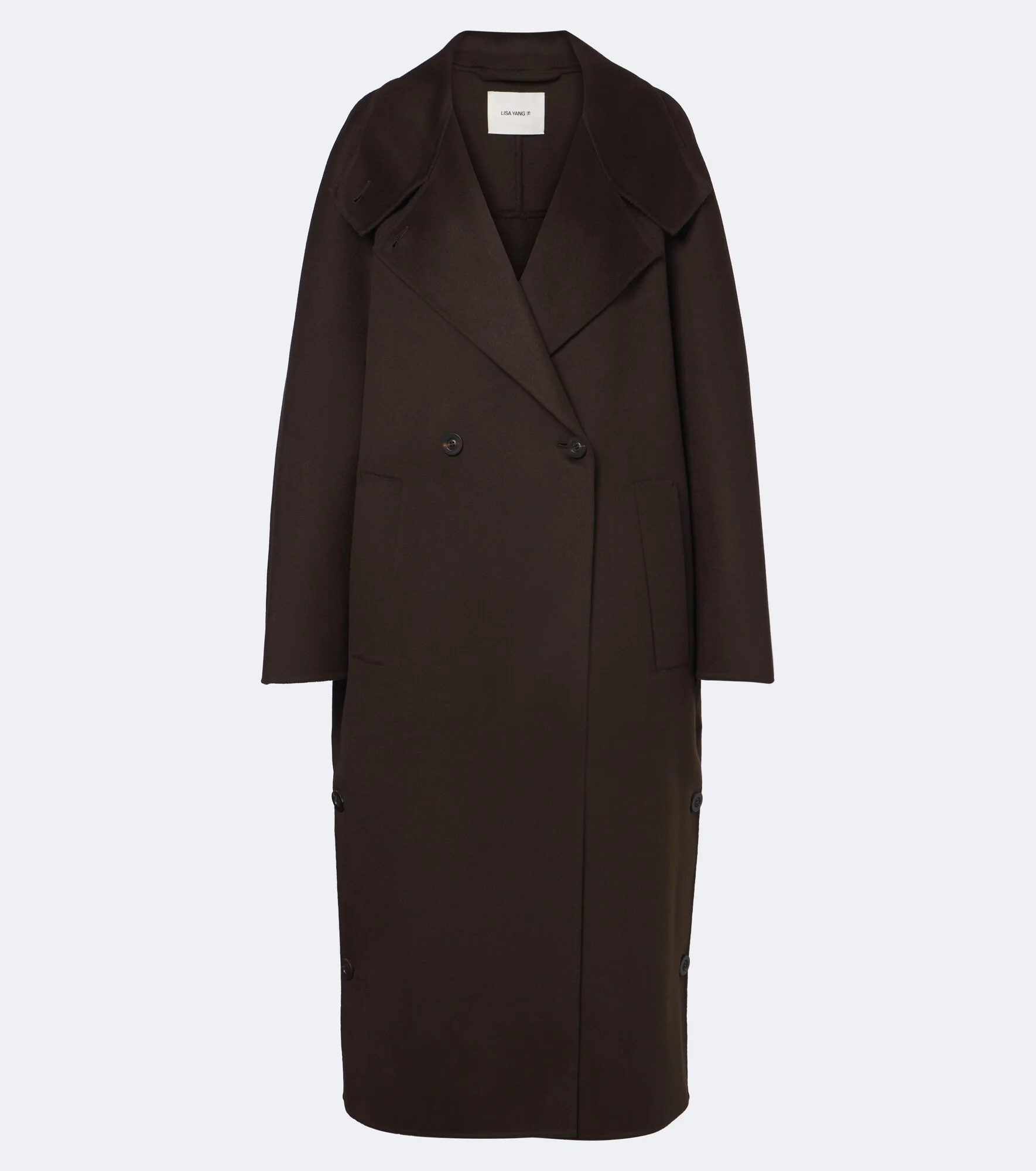 Double-breasted wool and cashmere coat - 1