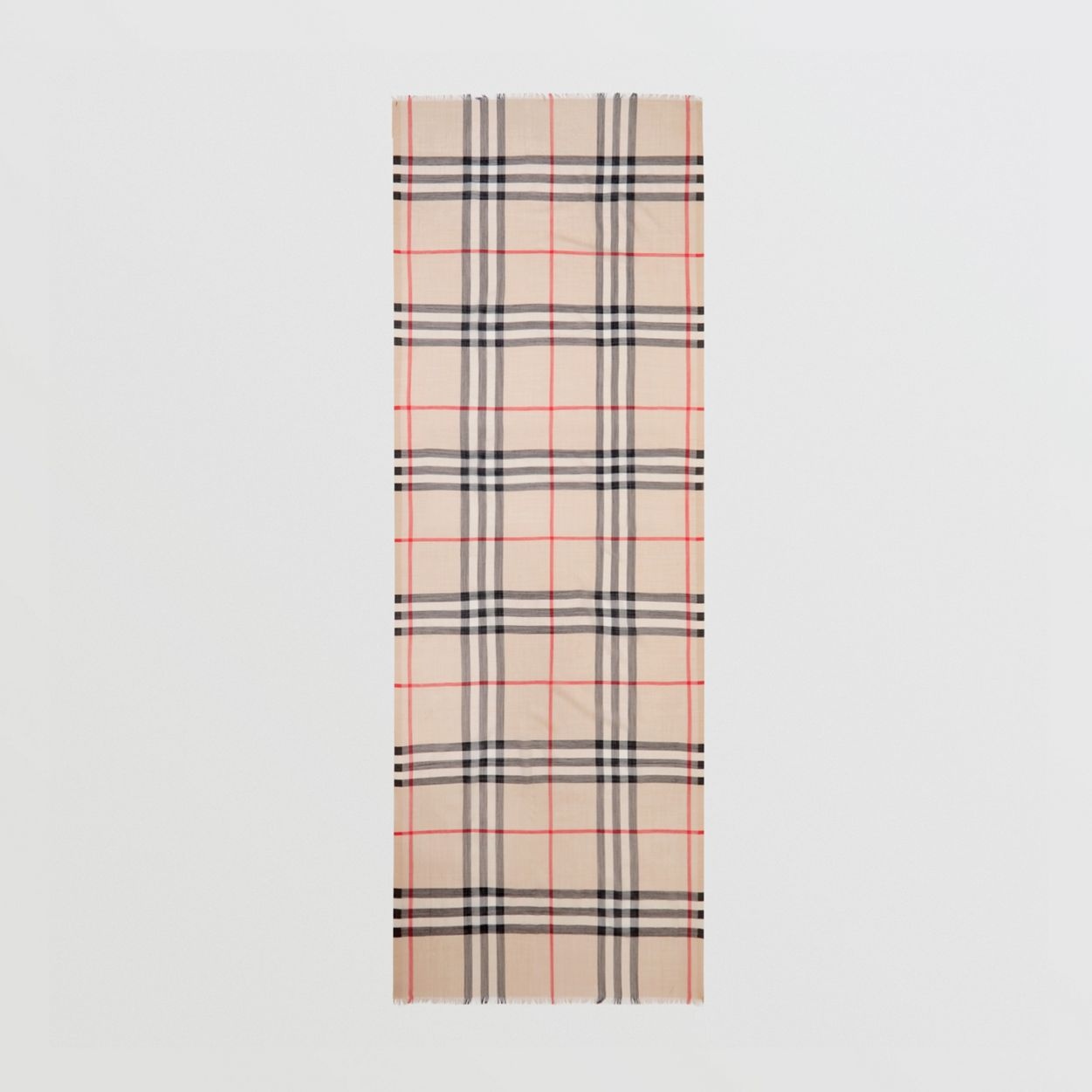 Lightweight Check Wool and Silk Scarf - 6