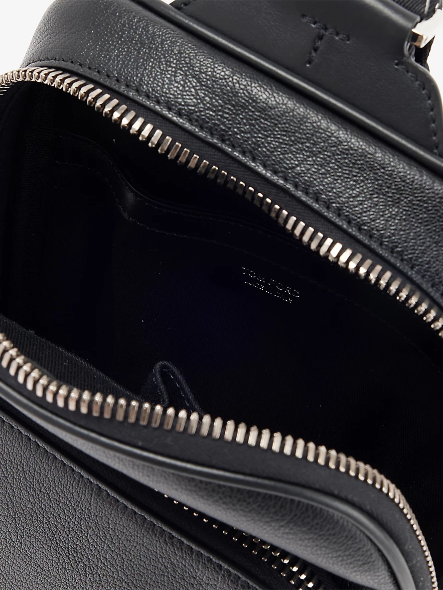 Logo-Embroidered Leather Cross-Body Backpack - 5