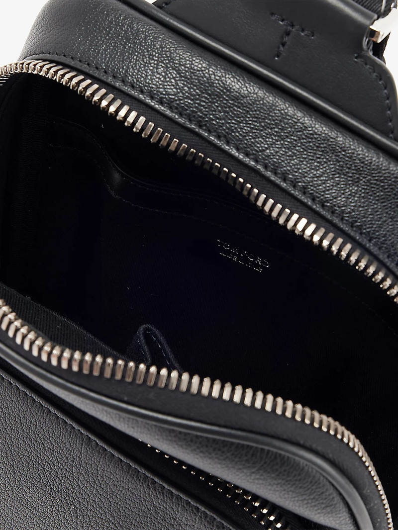 Logo-Embroidered Leather Cross-Body Backpack 5