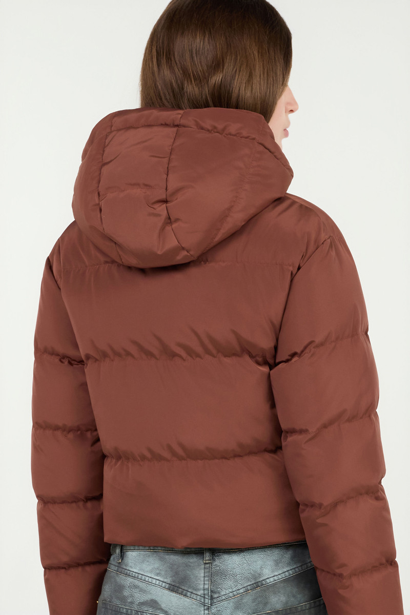 Brown Down Jacket With Monogram Rc 7