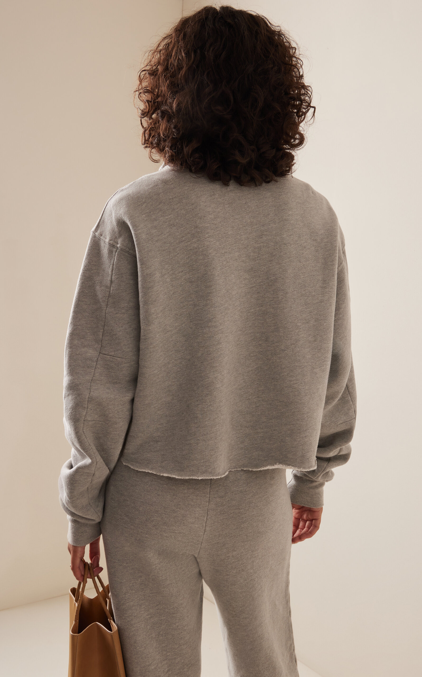 Haley Cropped Half-Zip Cotton Sweatshirt grey - 4