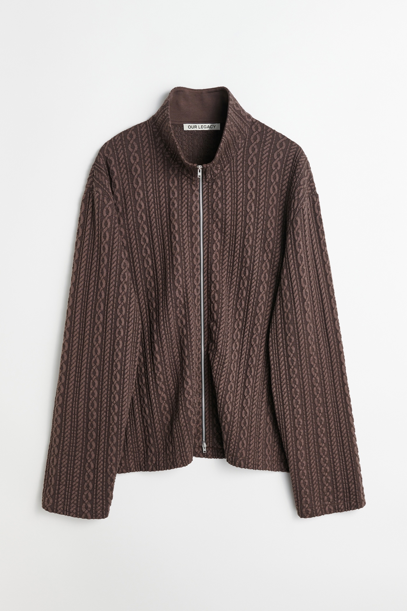 Our Legacy Shrunken Fullzip Polo Indulgent Choco Cable Jacquard | REVERSIBLE