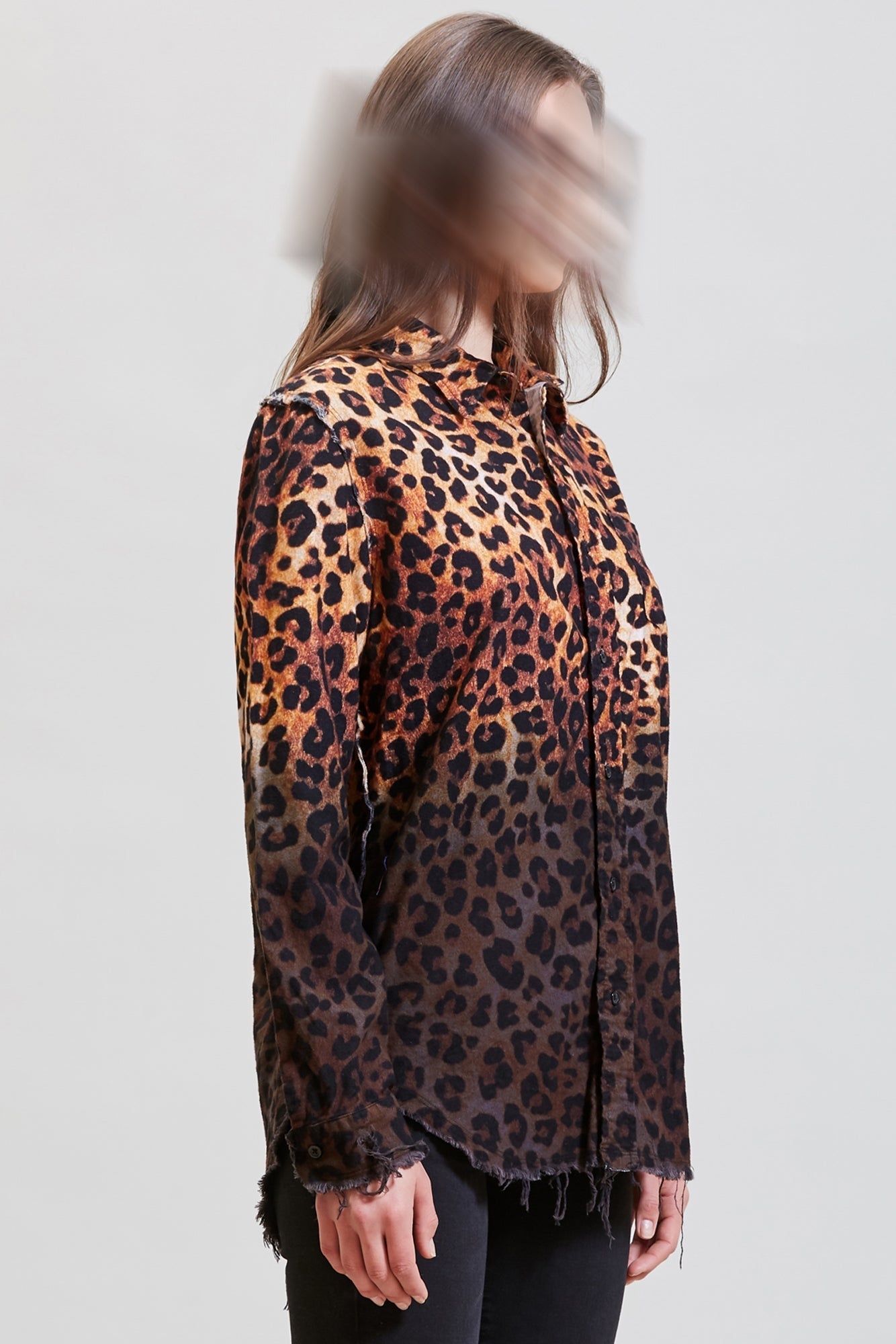 SHREDDED SEAM SHIRT - DIP-DYE LEOPARD | R13 - 4