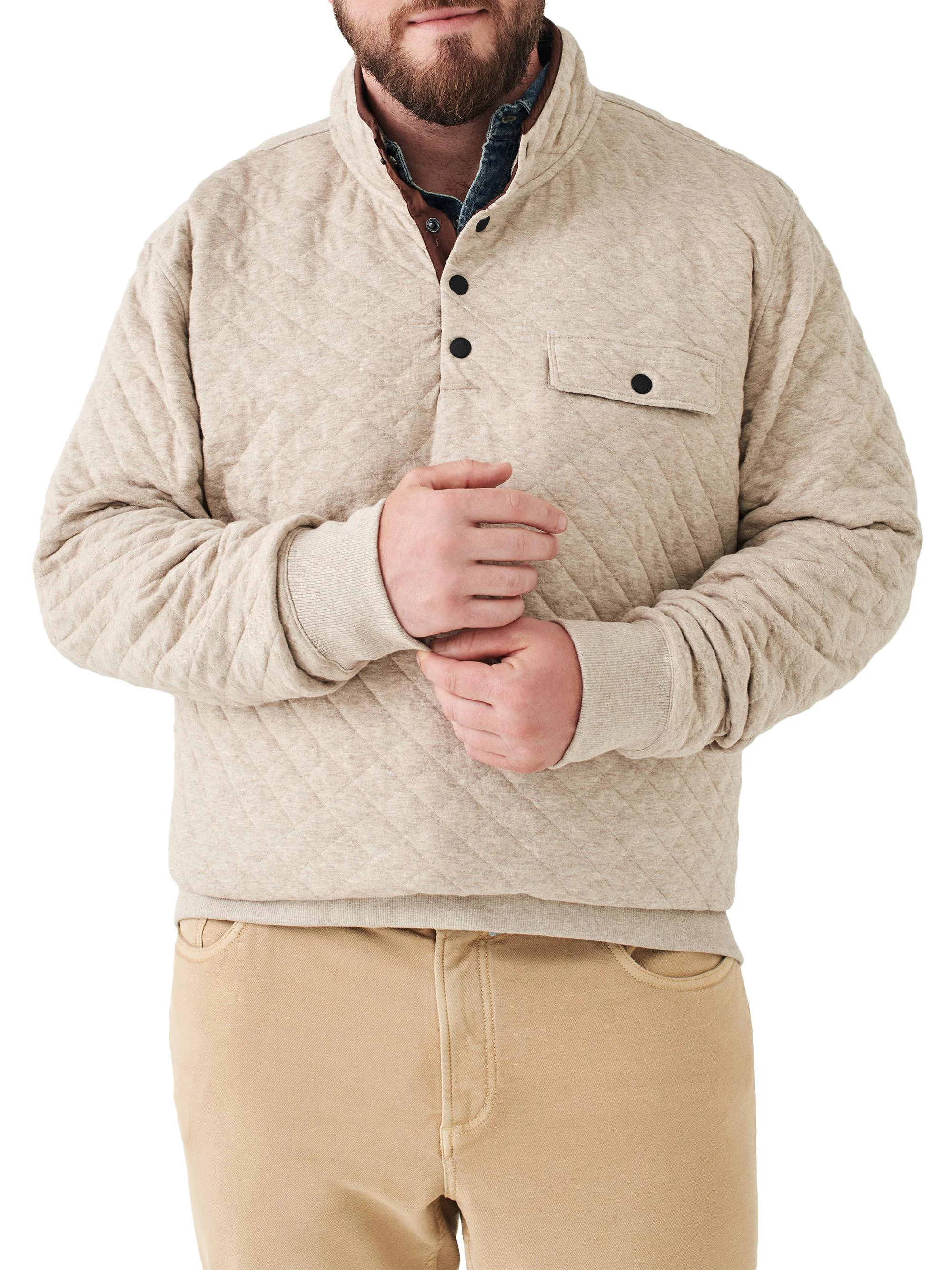 Men's Epic Quilted Fleece Pullover - Oatmeal - 1
