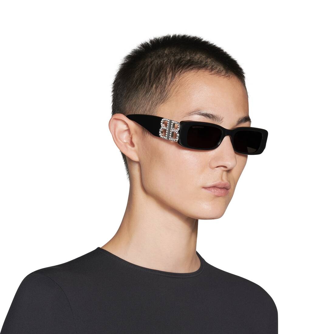 Women's Dynasty Rectangle Sunglasses in Black - 6