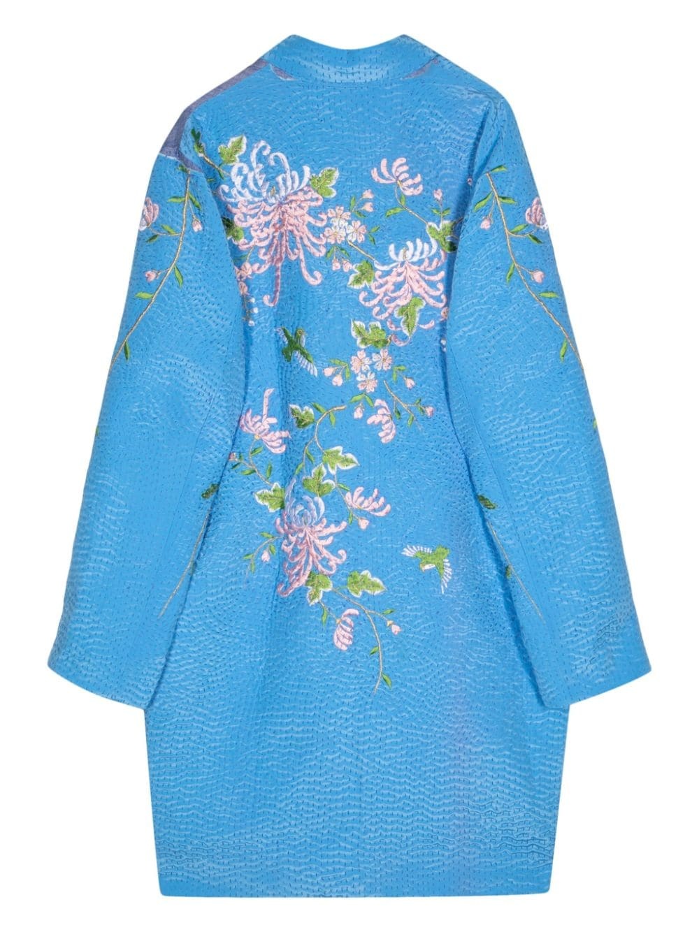 Flower-Embroidered Cotton Coat - 2