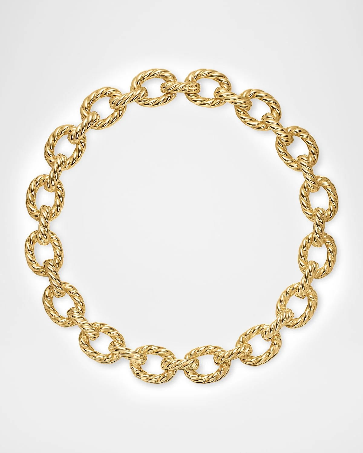 Sculpted Cable Oval Link Necklace in 18K Gold, 18"L - 1