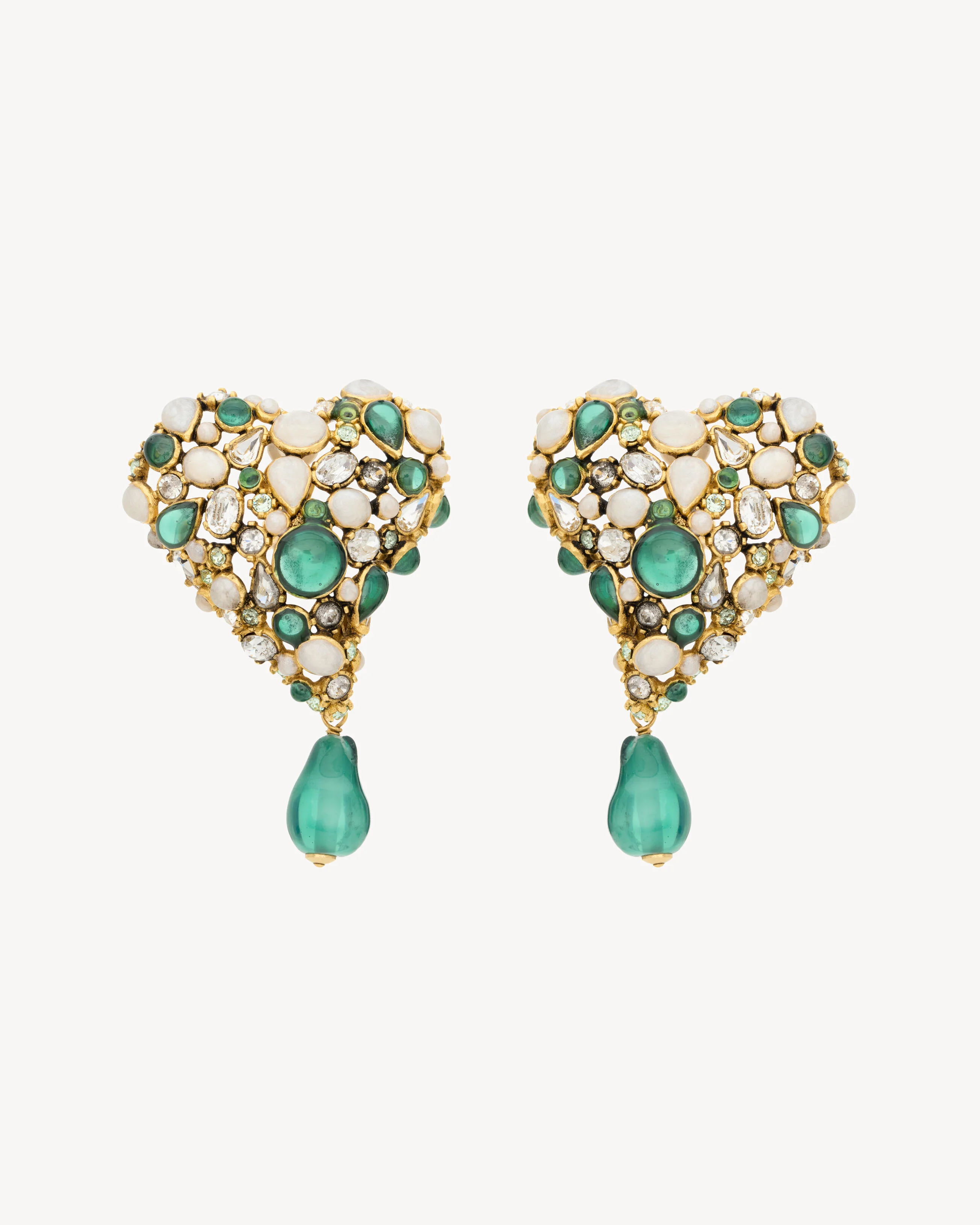 CRYSTAL HEART EARRINGS IN RESIN AND METAL - 1