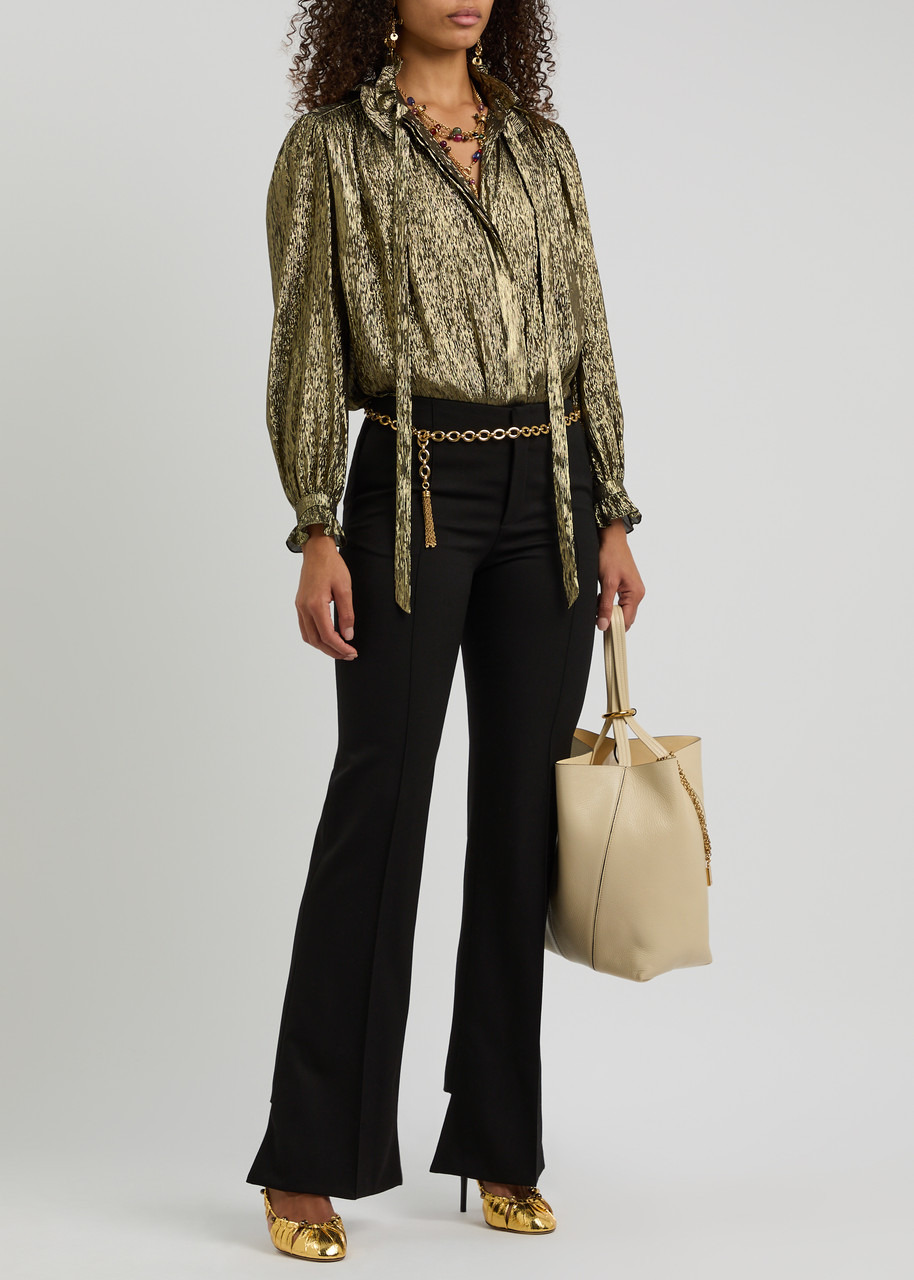 Chloe Metallic Silk-blend Blouse - 4
