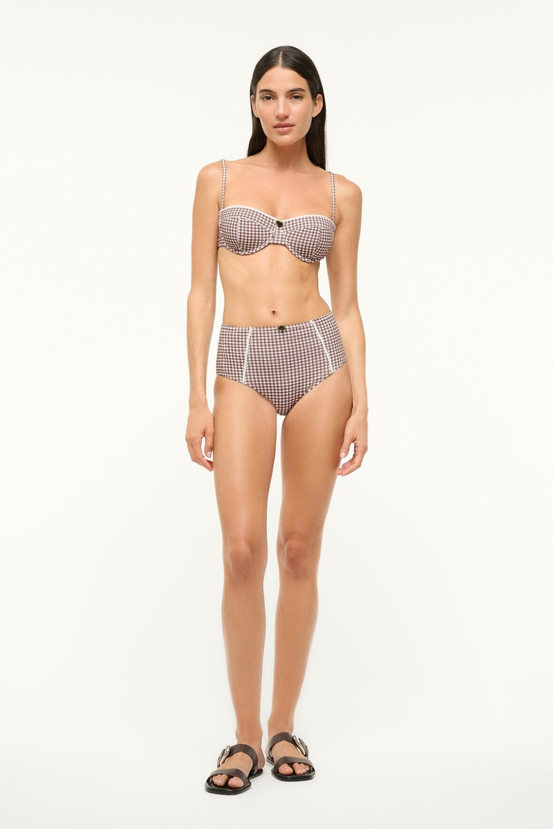 STAUD STAUD WAILEA BIKINI BOTTOM DARK CHOCOLATE MICRO CHECK outlook