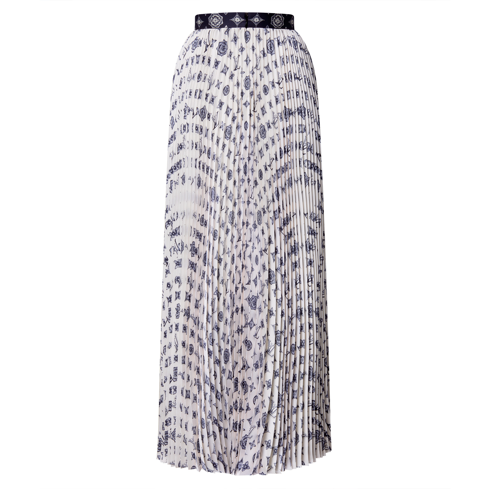 Monogram Silk Pleated Skirt - 3