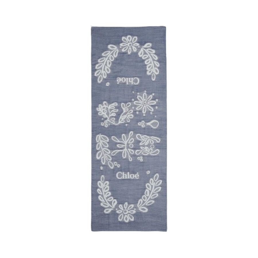 Chloe Rectangular Stole In Broderie Anglaise Fil Coupe - 3