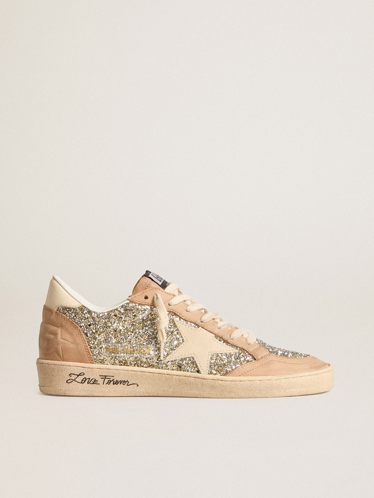 Ball Star in platinum glitter with cream leather star and nubuck toe - 1