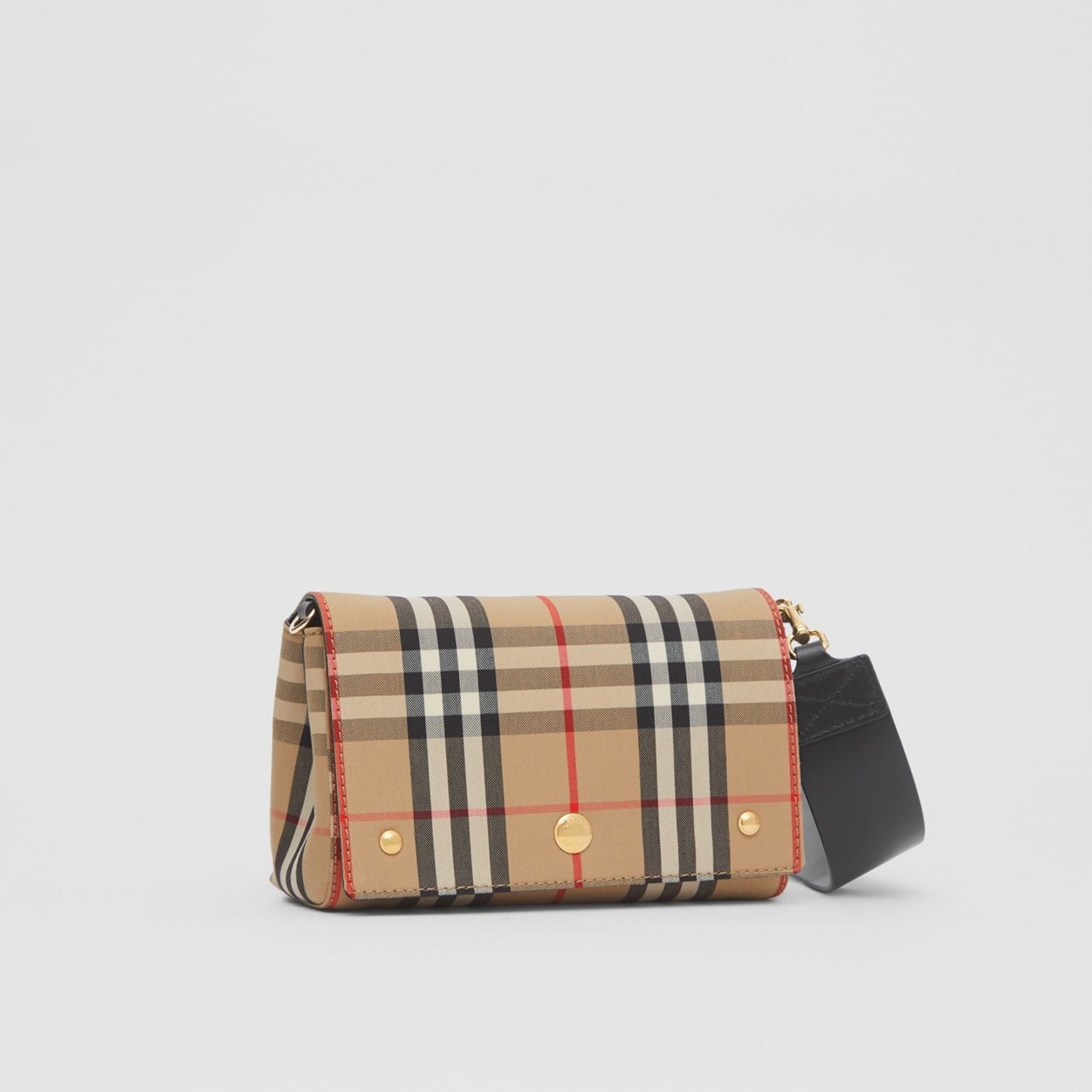 Small Vintage Check and Leather Crossbody Bag - 7