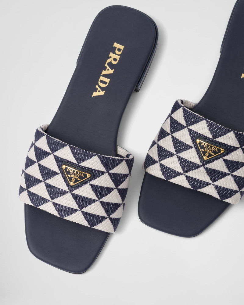 Embroidered fabric slides 6