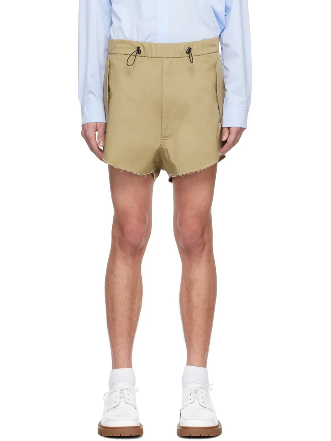 Beige Zip Shorts - 1