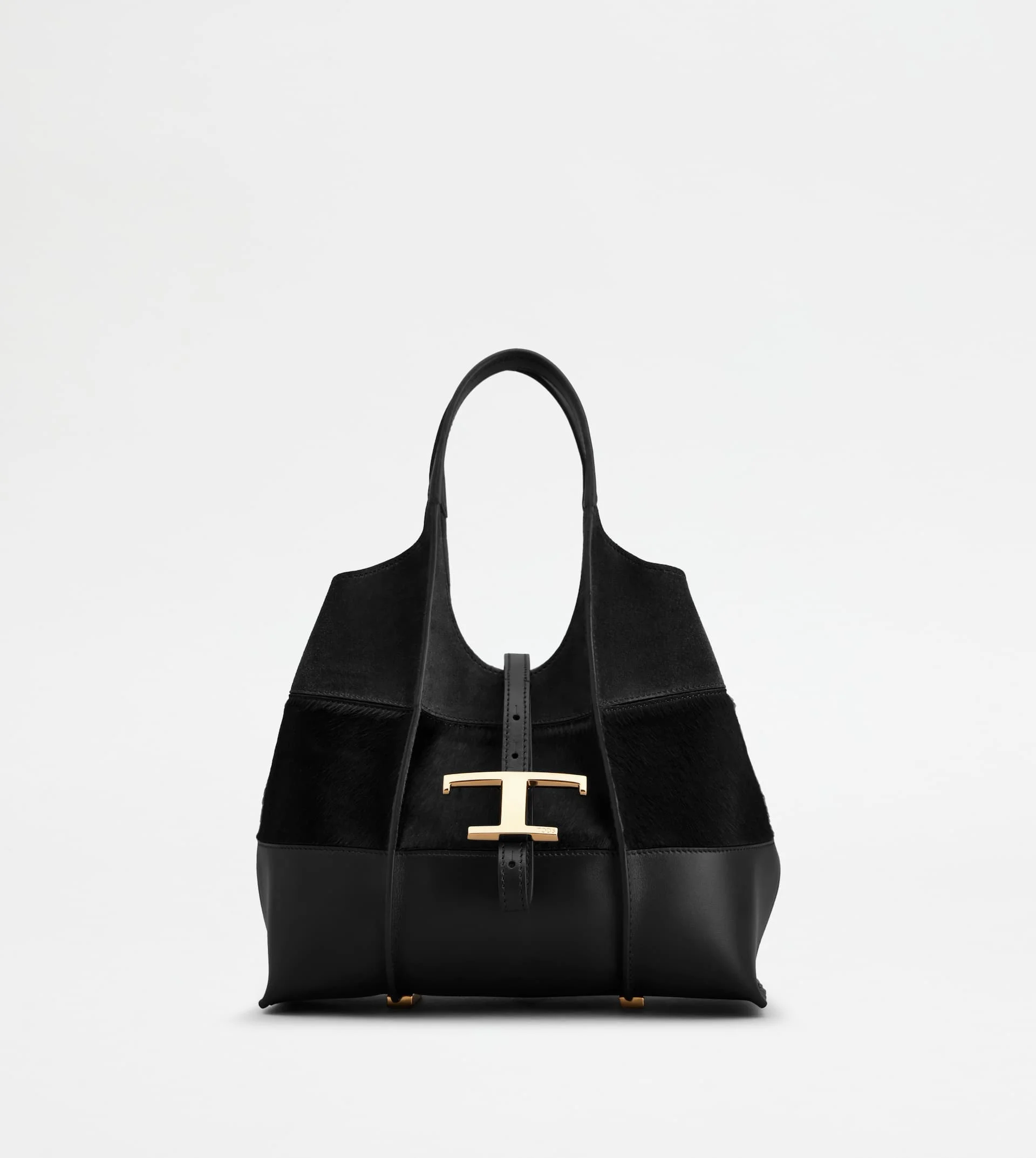 T TIMELESS SHOPPING BAG IN LEATHER MINI - BLACK - 1