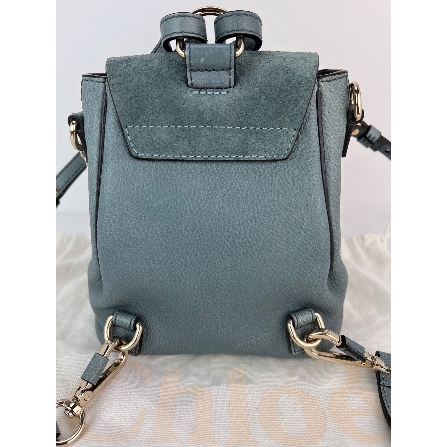 Chloe Blue Faye Mini Suede and Leather Backpack Bag - 3