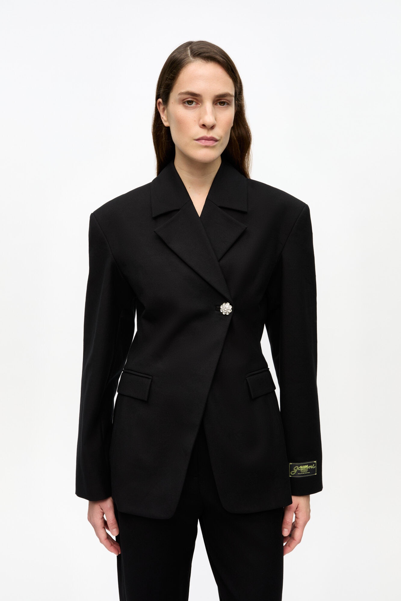 BLACK HEAVY COTTON TAILORING BLAZER - 2