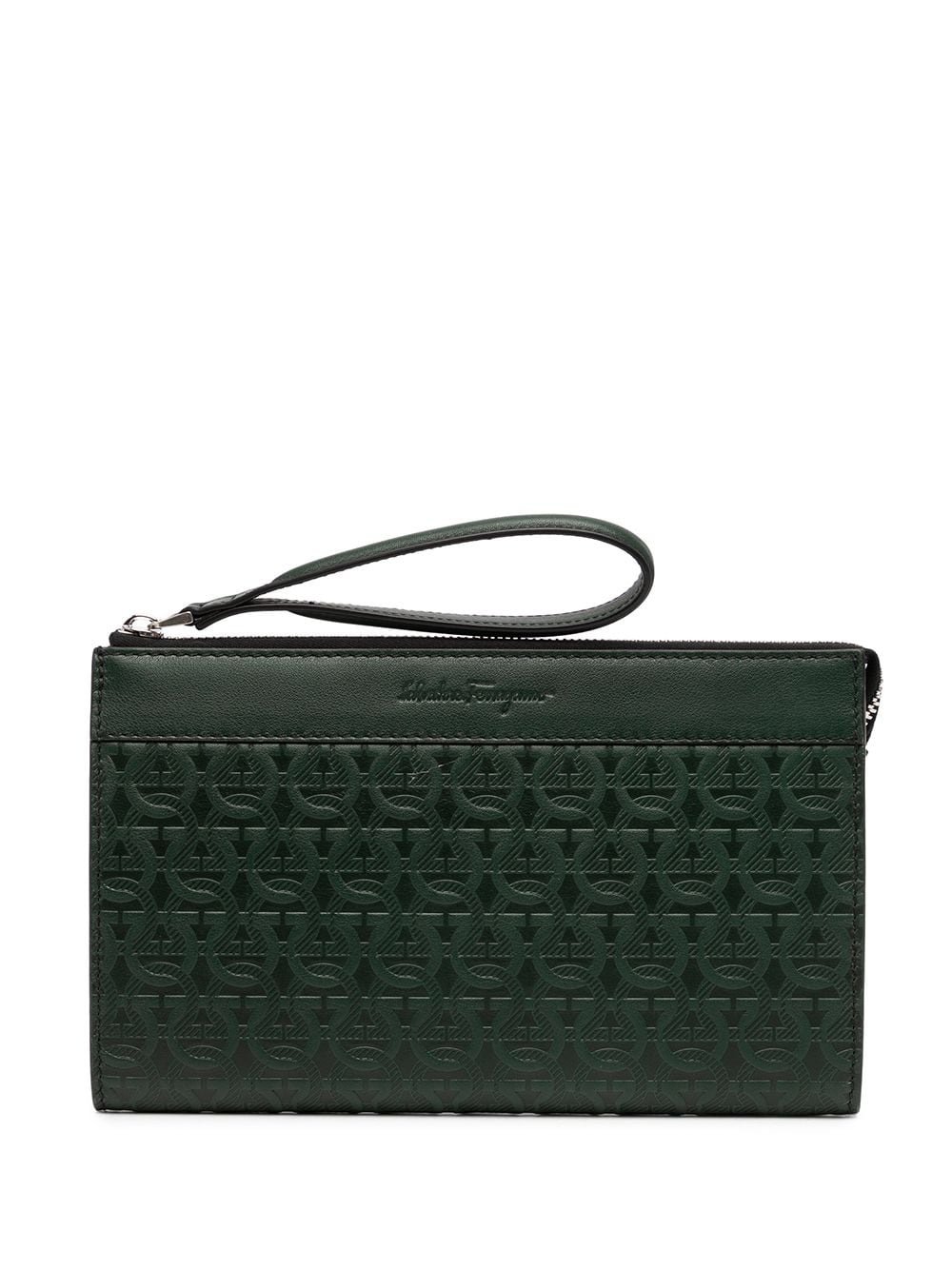 Gancini-embossed clutch bag - 1