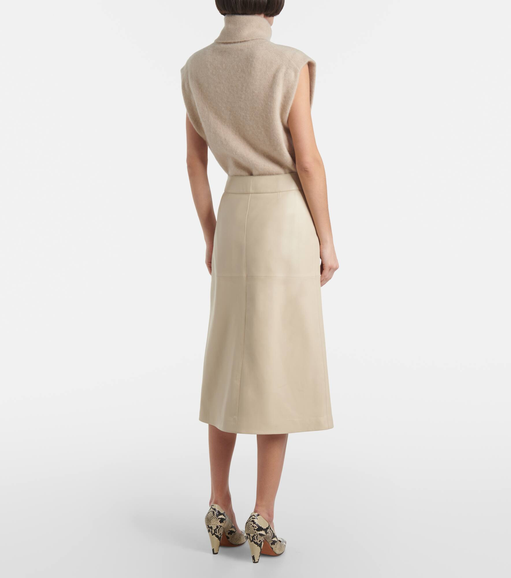 Leather midi skirt - 3