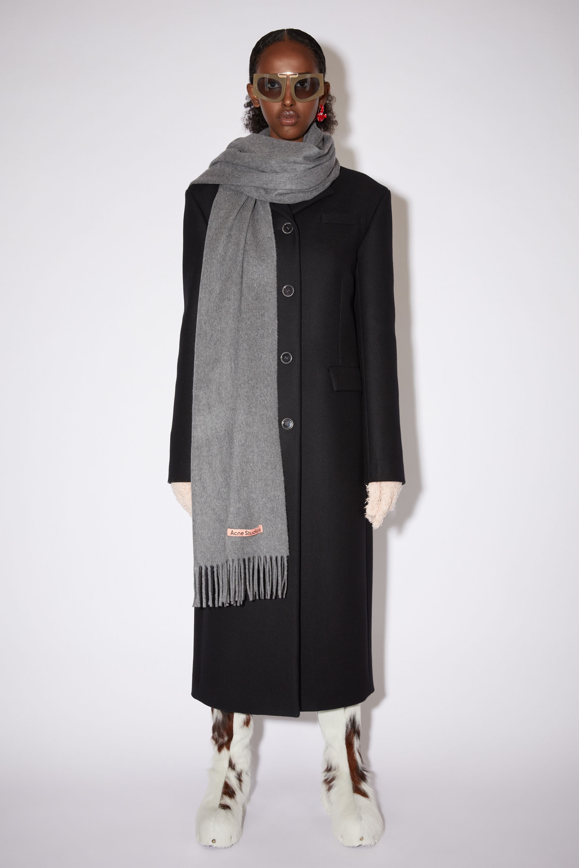 Oversized cashmere scarf - Grey Melange - 2