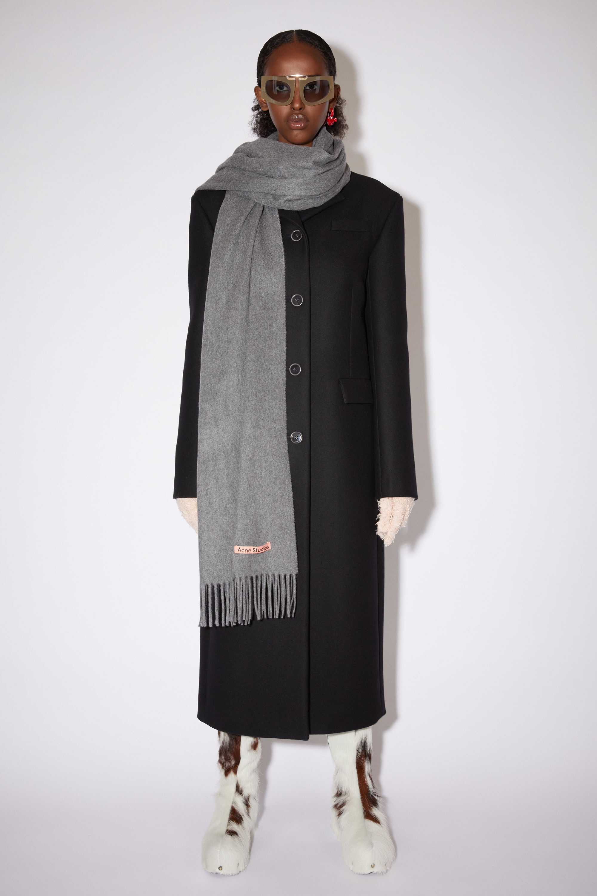 Grey Melange Oversized Cashmere Wool Scarf